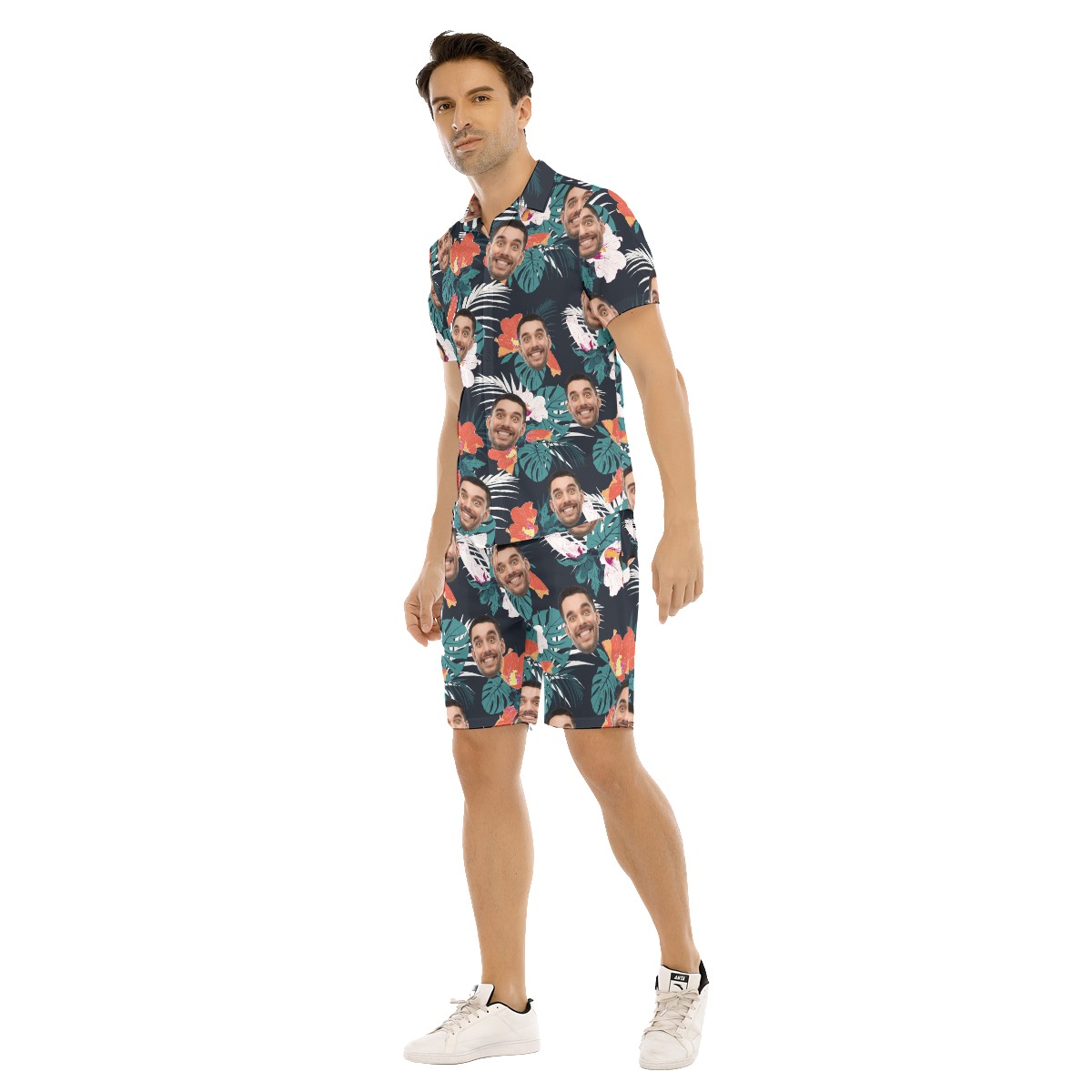 Men's Custom Face Hawaiian Shirt Shorts Tropical Print