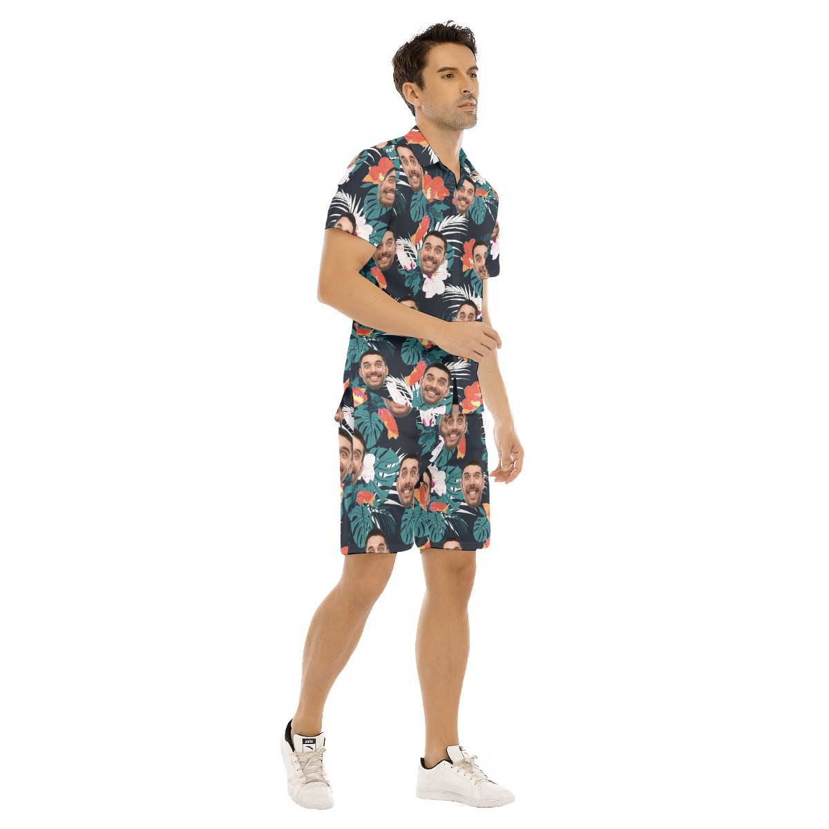 Men's Custom Face Hawaiian Shirt Shorts Tropical Print
