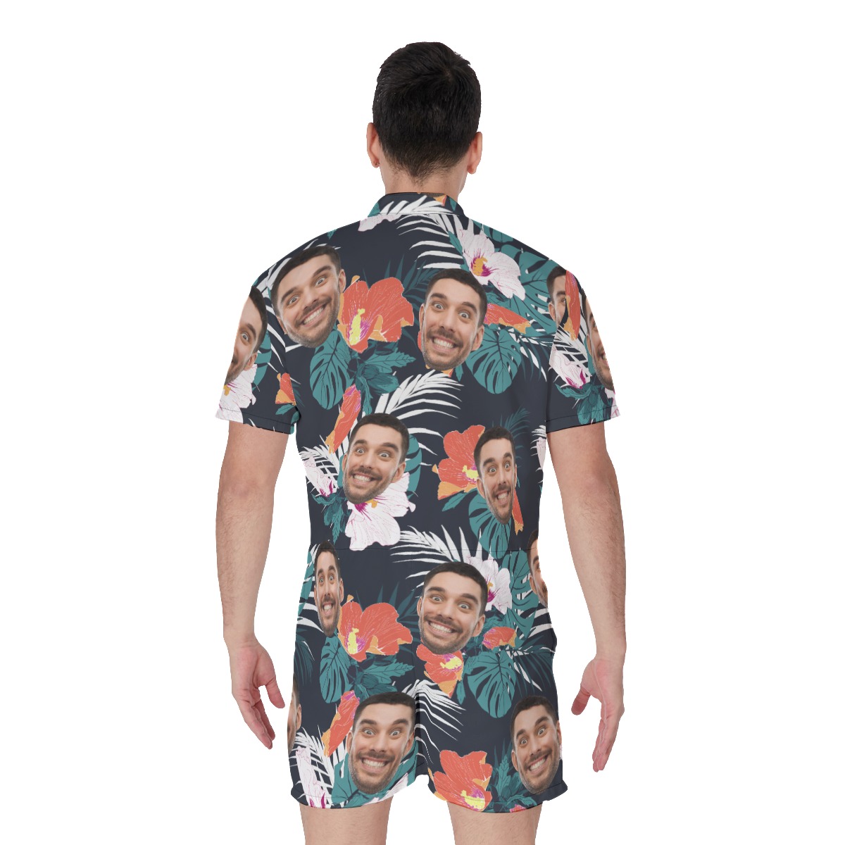 Men's Summer Tropical Romper With Custom Face