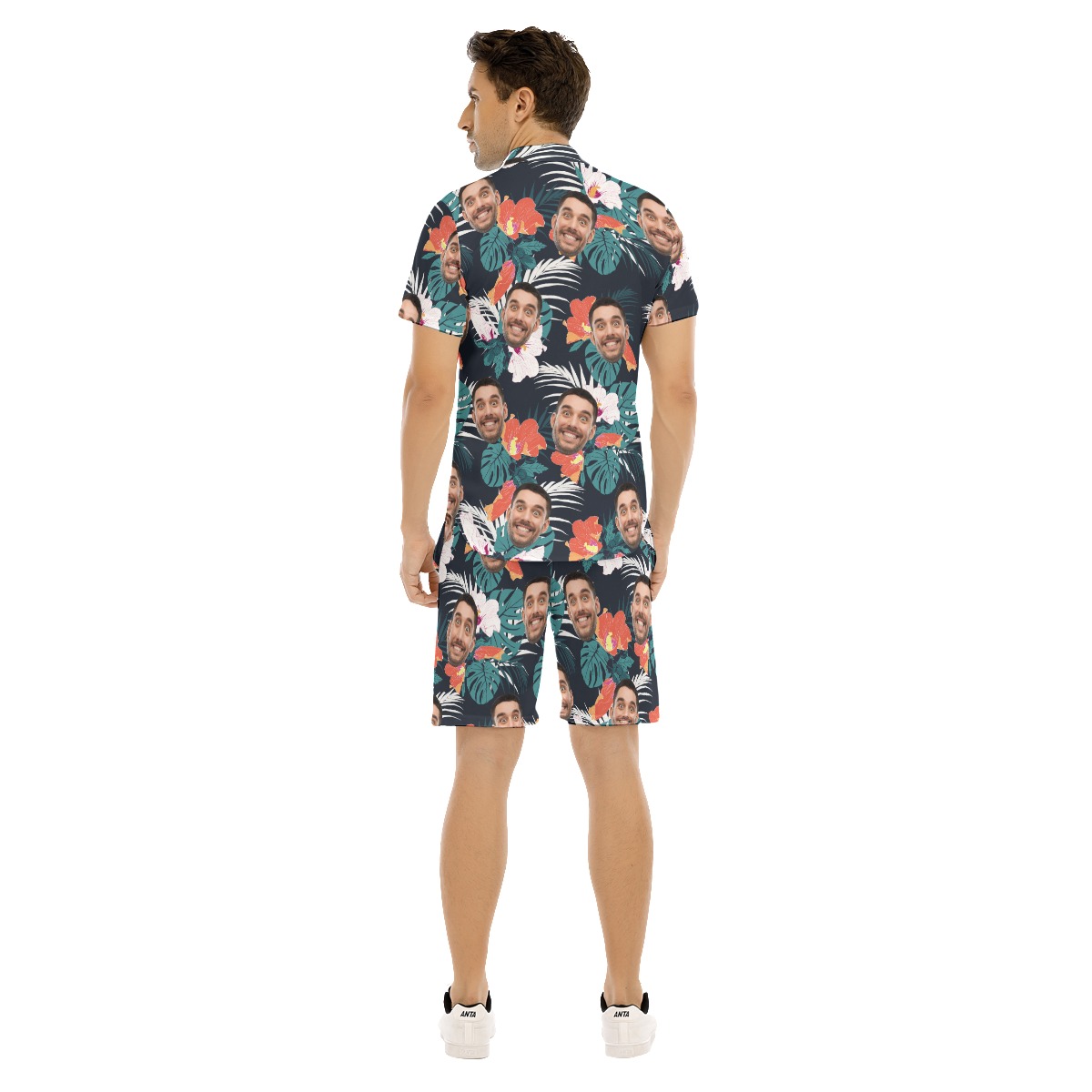 Men's Custom Face Hawaiian Shirt Shorts Tropical Print
