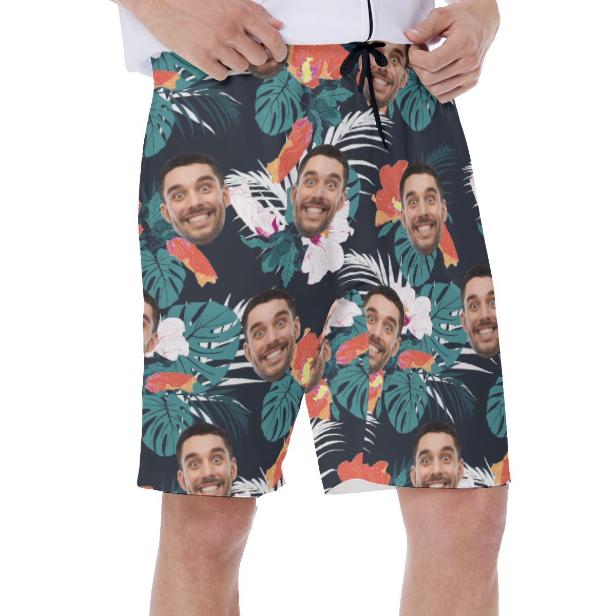 Men's Tropical Personalized Swim Trunks With Custom Face