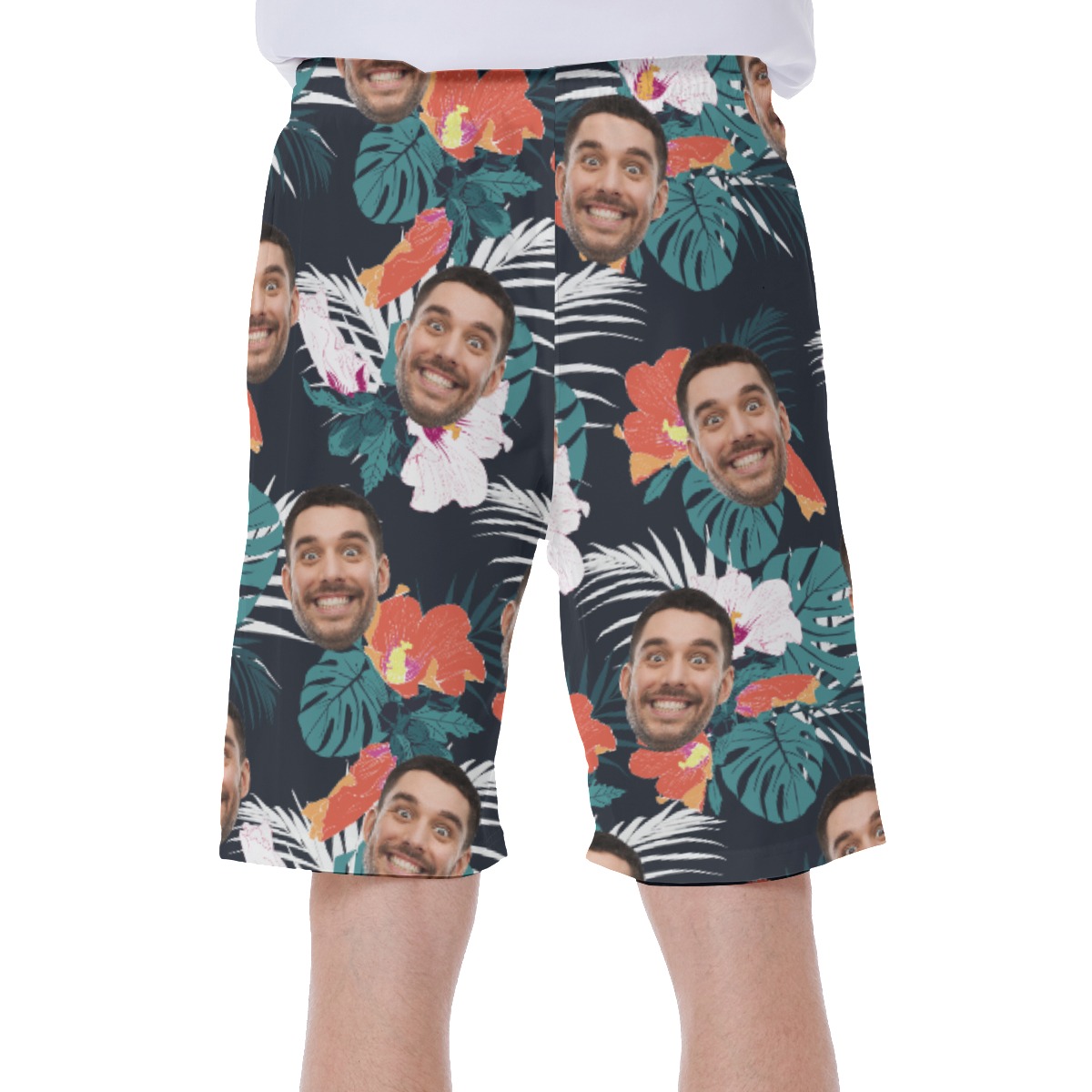 Men's Tropical Personalized Swim Trunks With Custom Face