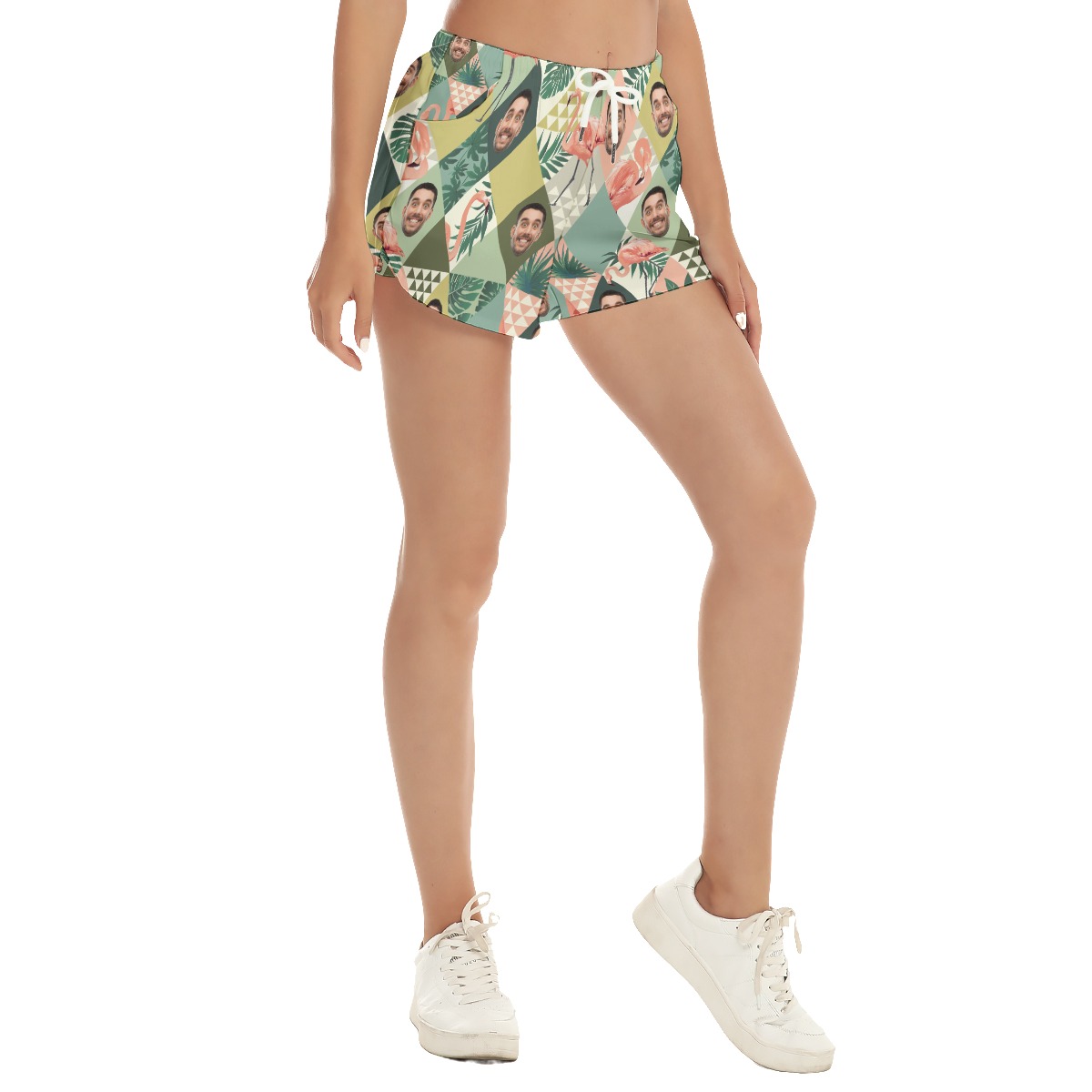 Customize Flamingo Women's Hawaiian Summer Shorts With Face