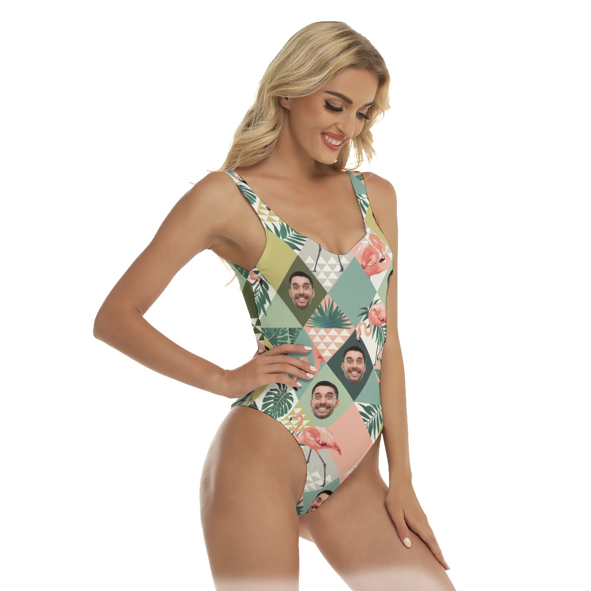 Custom Face Flamingo Sexy Hawaiian Swimsuit For Women