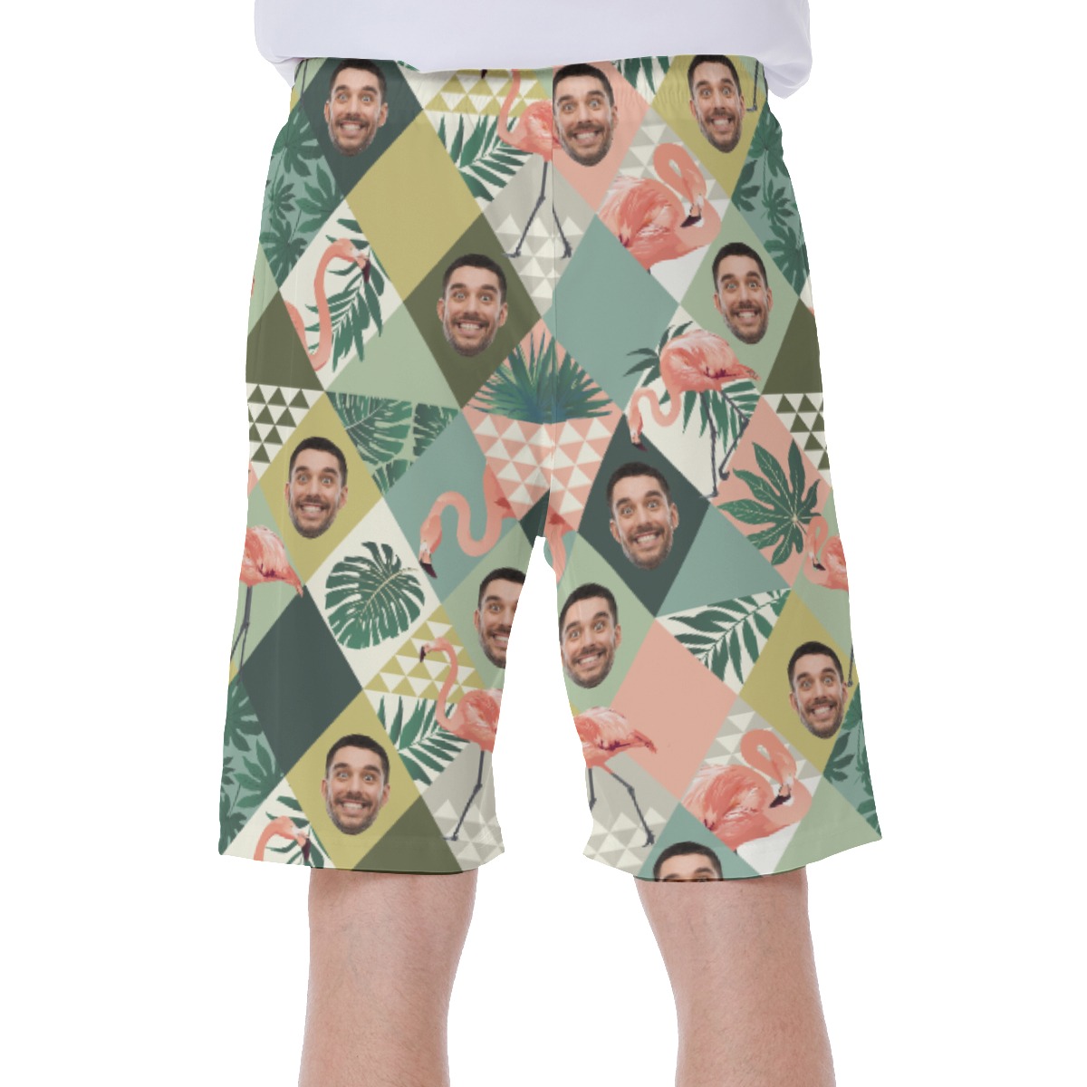 Custom Face Flamingo Hawaiian Swim Trunks For Summer