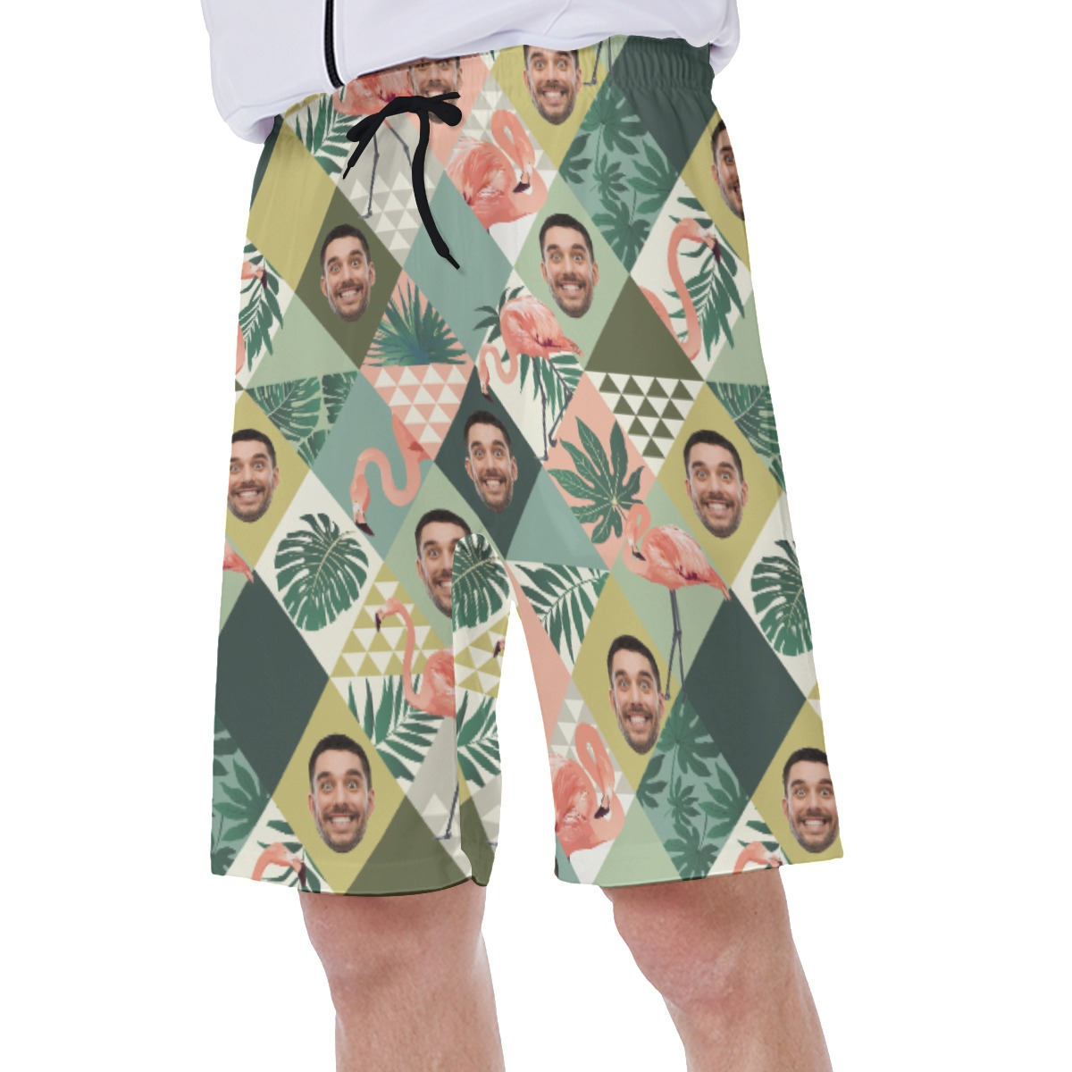 Custom Face Flamingo Hawaiian Swim Trunks For Summer