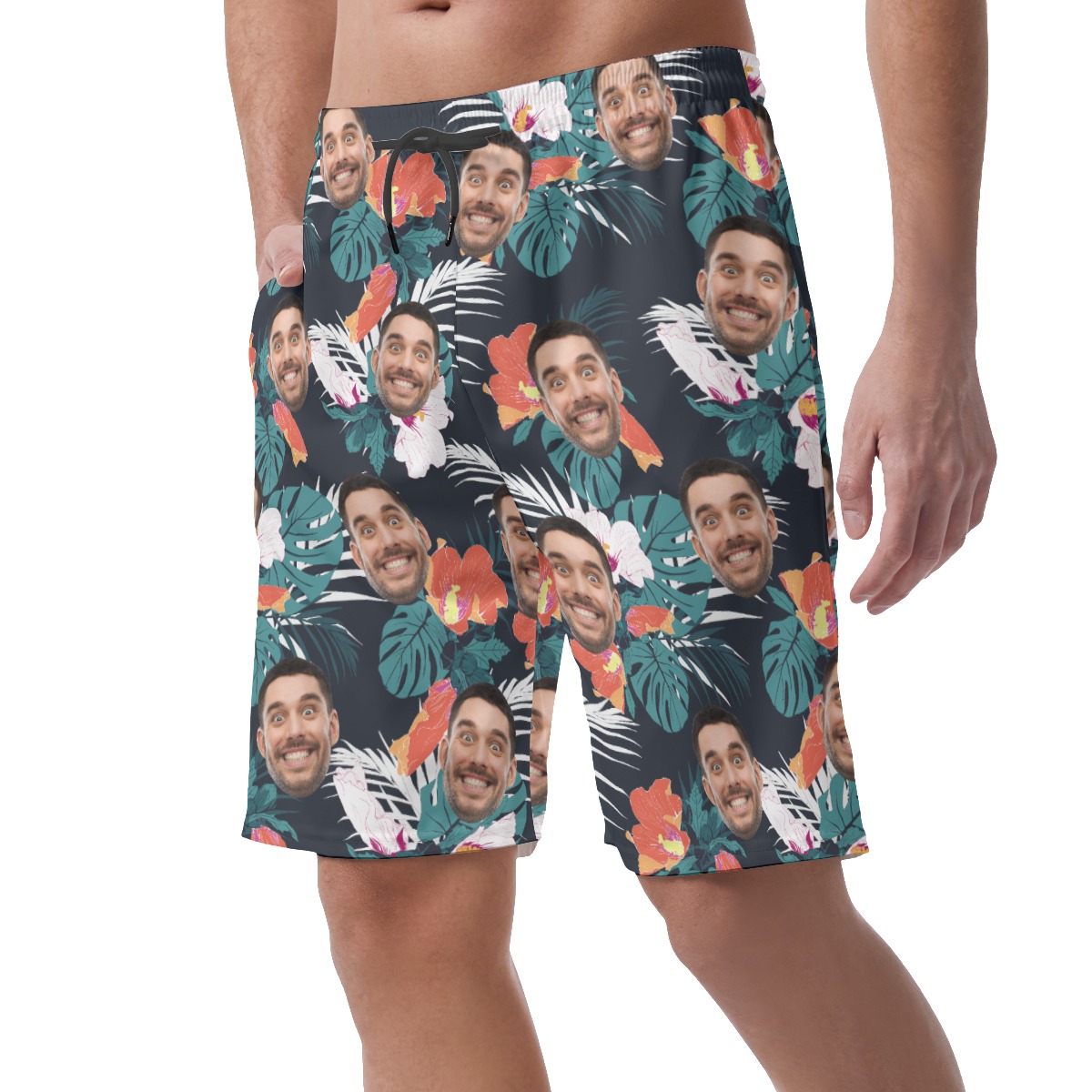 Men's Hawaiian Beach Shorts With Faces Custom