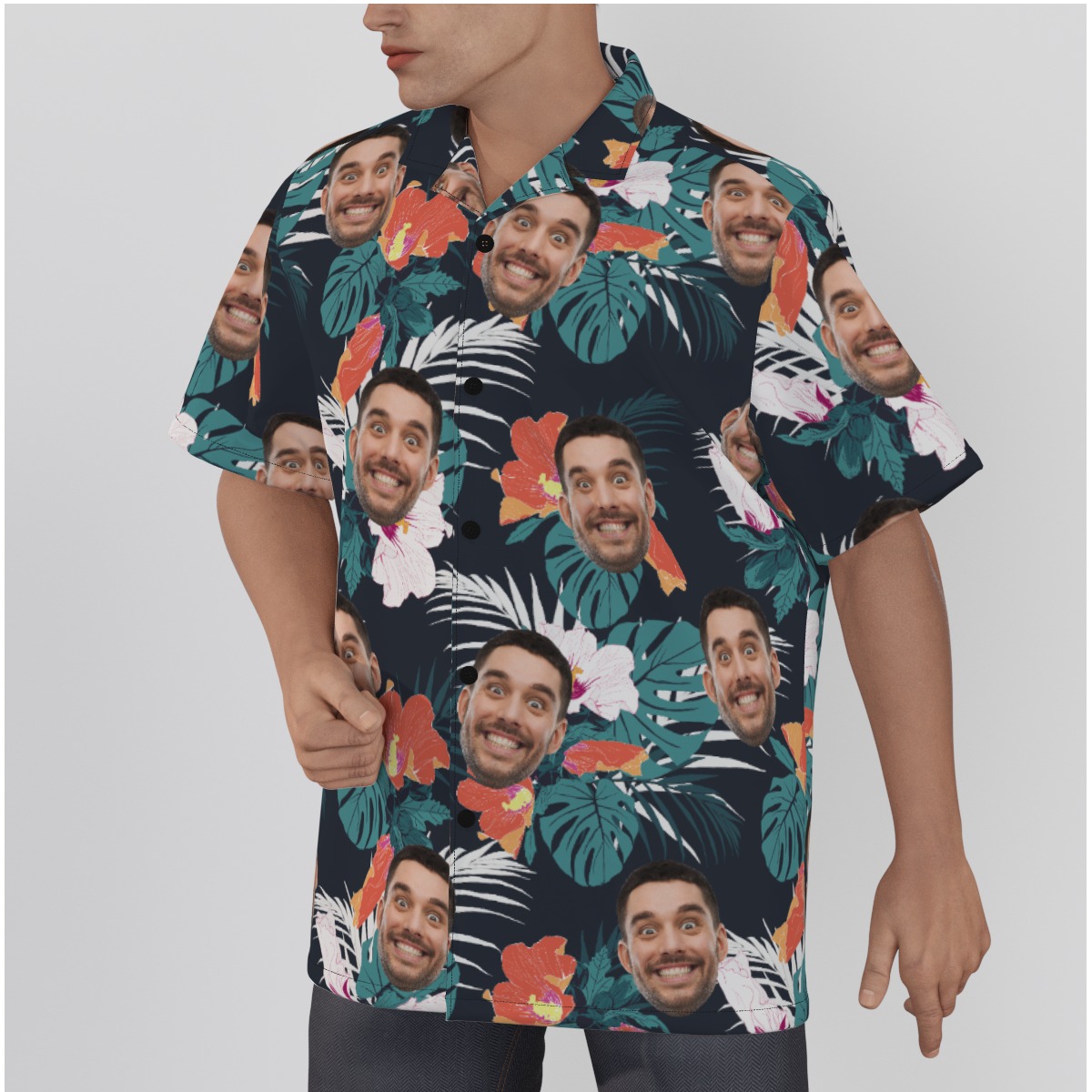 Tropical Funny Custom Face Hawaiian Shirt For Men
