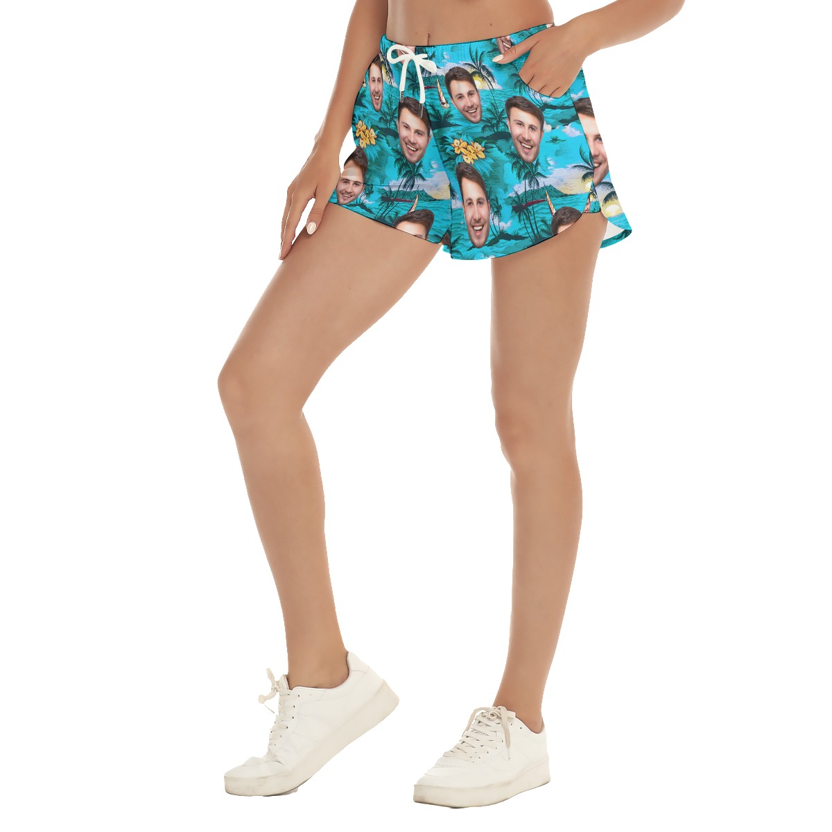 Custom Multi Face Beach Shorts For Women