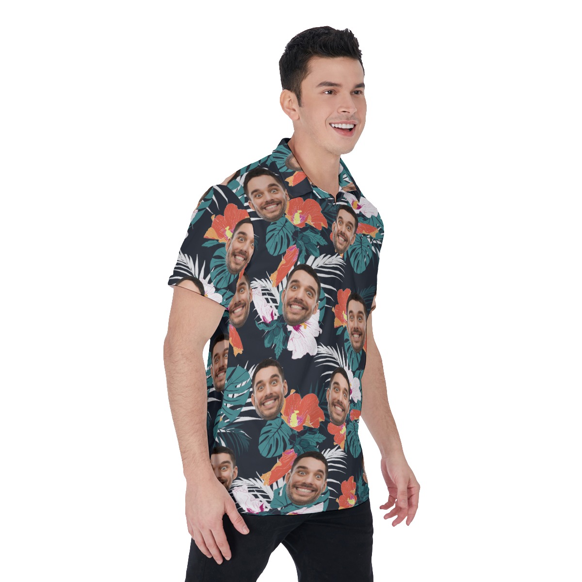 Men's Hawaiian Polo Shirt With Face For Men