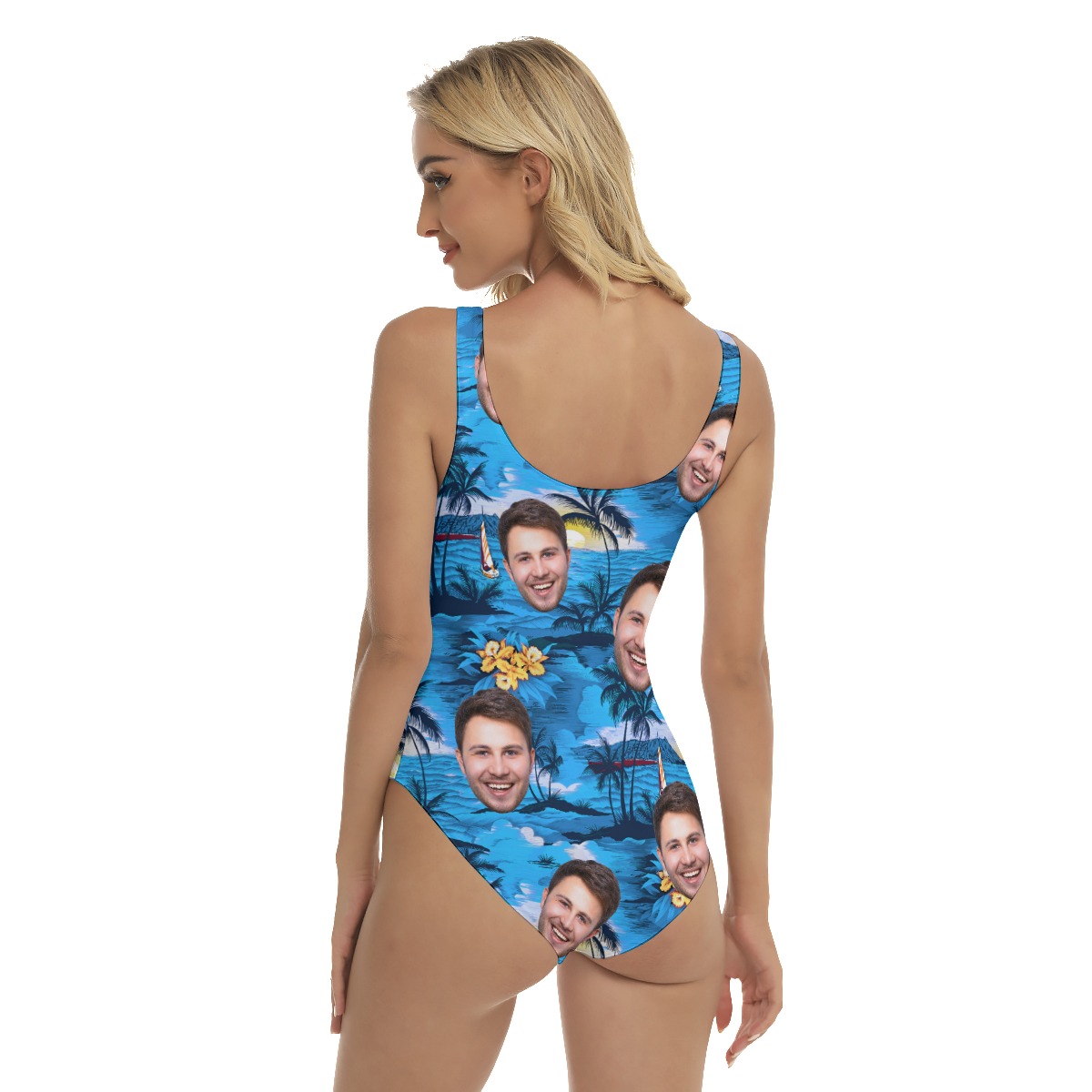 Pacific Legend Blue One Piece Swimsuit With Custom Face