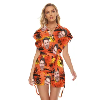Sunset Legend Pacific Custom Face Hawaiian Dress With Belts