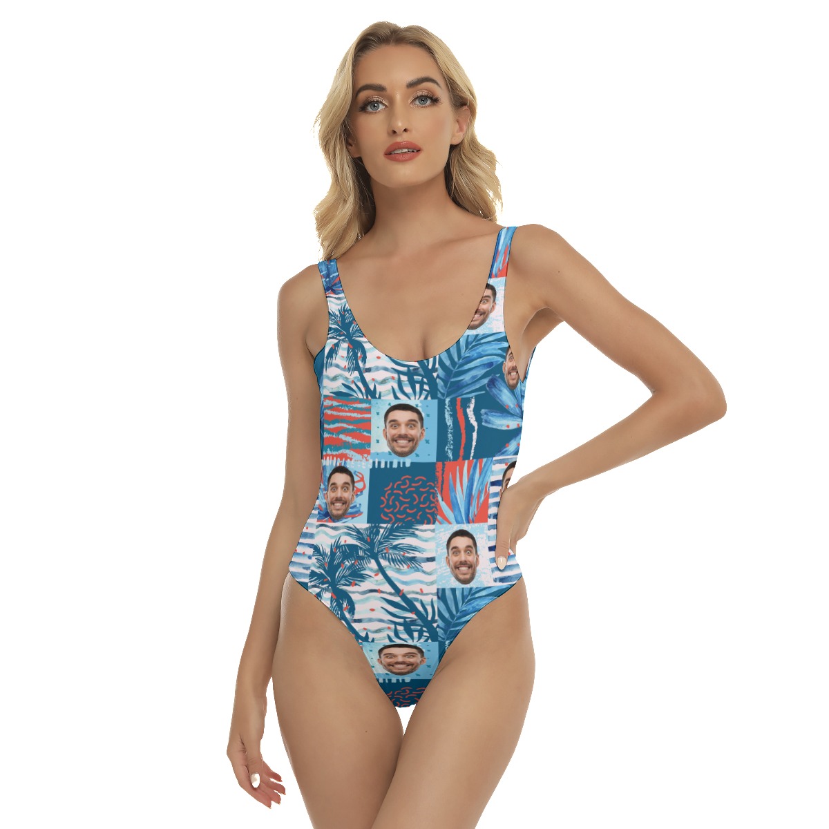 Sexy Blue Hawaiian Swimsuit With Custom Face - variant image 1
