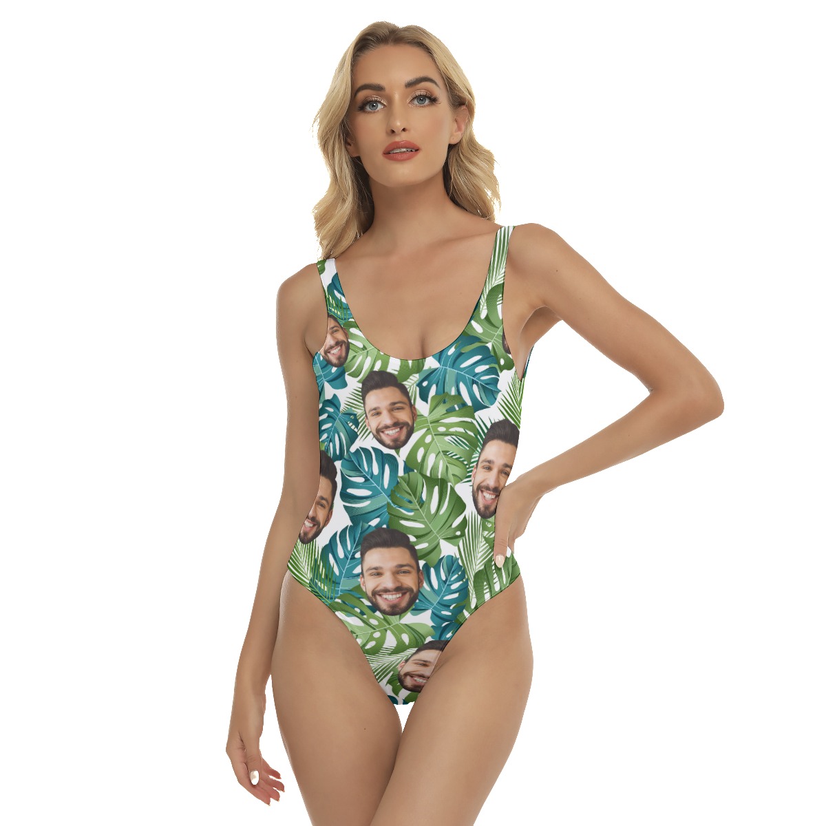Unique Hawaiian Print Women's Swimsuit With Custom Face - variant image 1