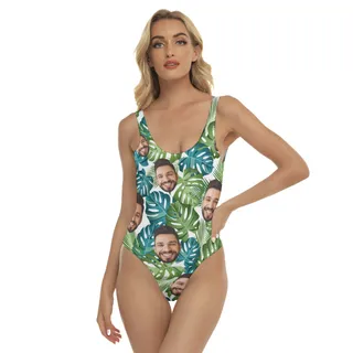 Unique Hawaiian Print Women's Swimsuit With Custom Face