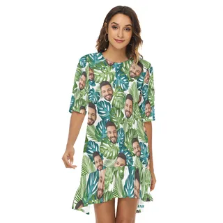 Custom Face Half Sleeve Hawaiian Dress For Women