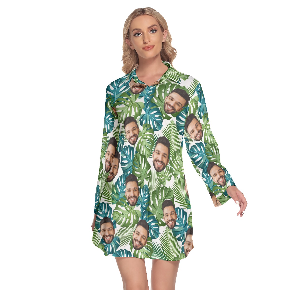 Custom Face Leaf Collared Dress With Custom Face - variant image 1