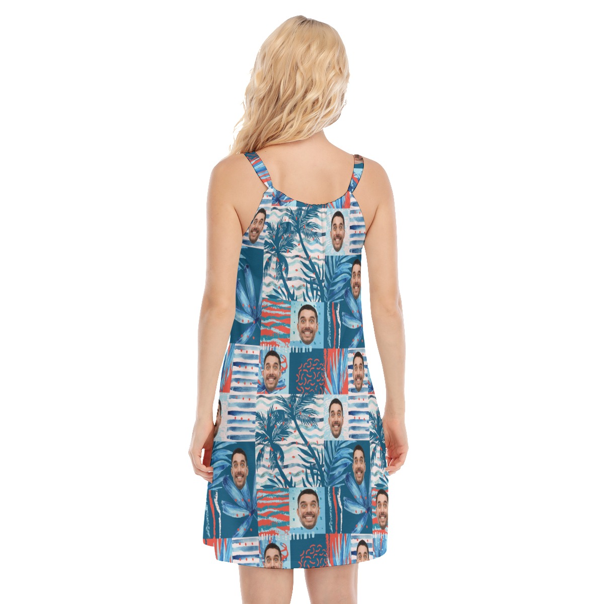 Funny Custom Face Women's Hawaiian Cami Dress For Summer Vacation