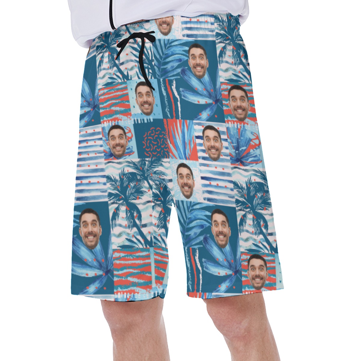 Custom Face Men's Blue Hawaiian Swim Trunks