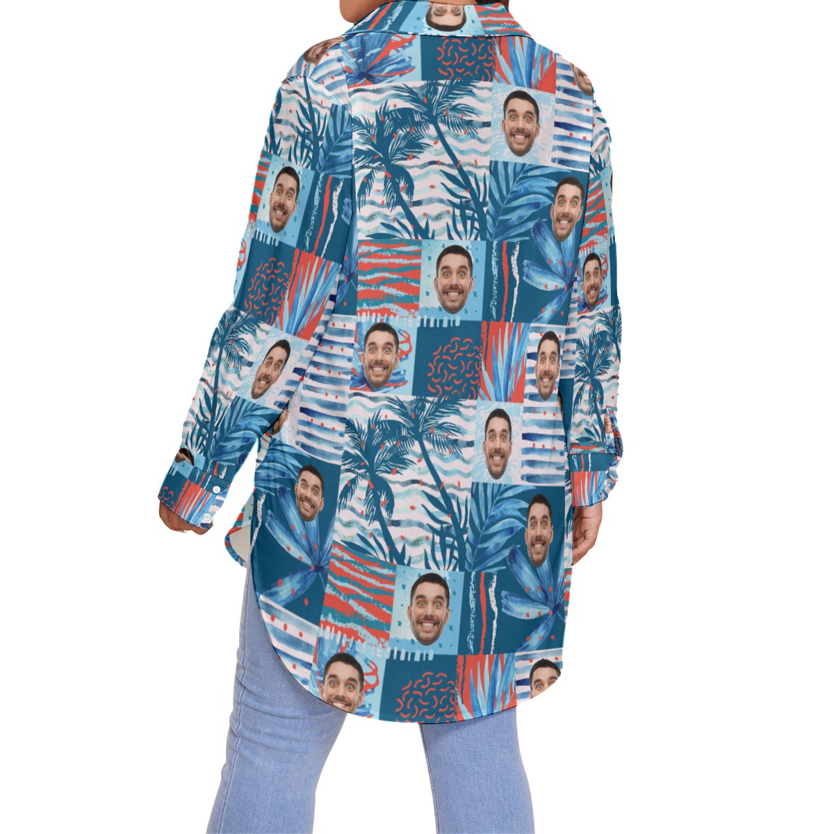 Funny Custom Face Hawaiian Plus Size Shirt For Women