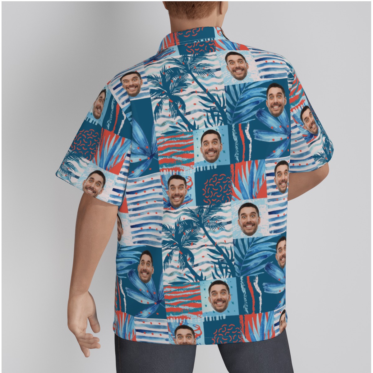 Funny Custom Face Blue Hawaiian Shirt