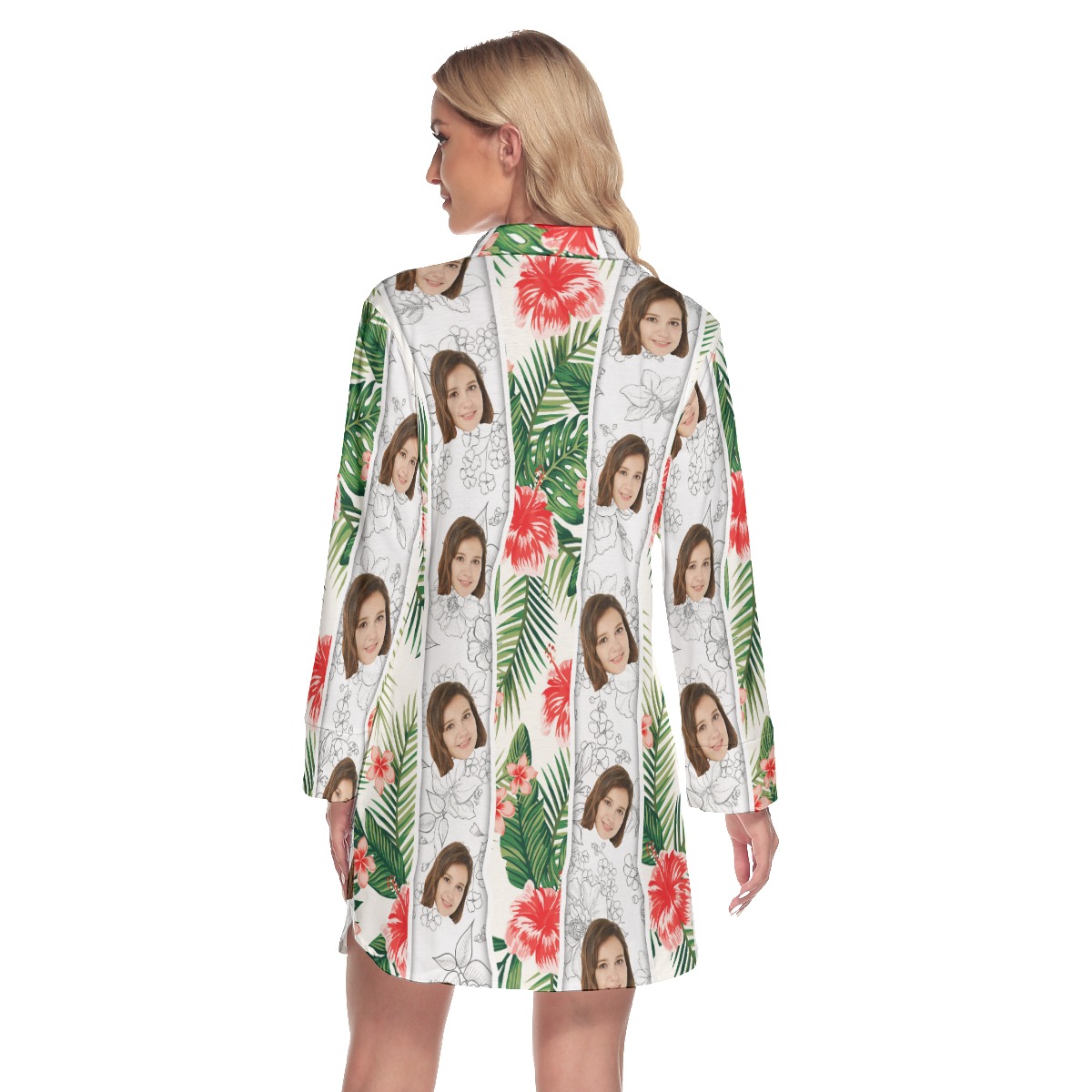 Custom Face Vintage Lapel Women Dress