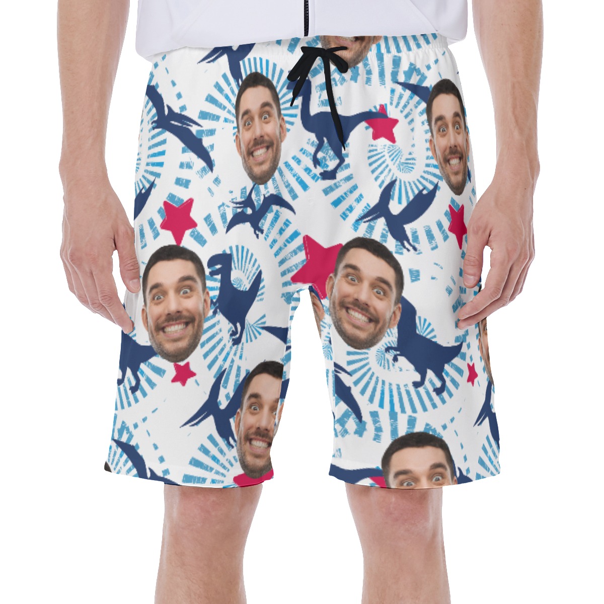 Funny Custom Face Dinosaur Hawaiian Swimwear For Men - variant image 1