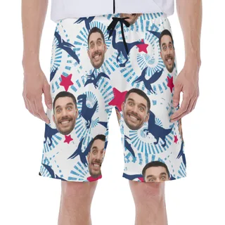 Funny Custom Face Dinosaur Hawaiian Swimwear For Men