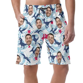 Dinosaur Custom Face Hawaiian Summer Beach Shorts For Men