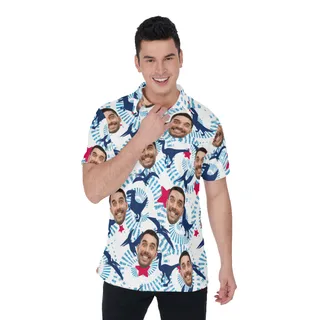 Custom Face Dinosaur Hawaiian Golf Shirt For Men