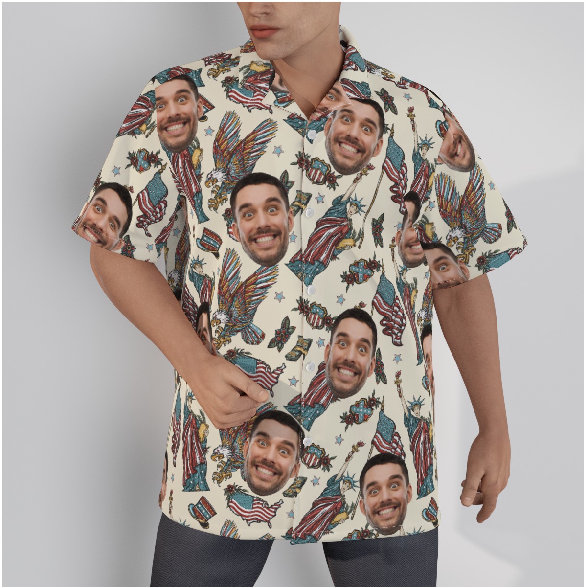 American Statue Of Liberty Custom Face Hawaiian Shirt - variant image 1