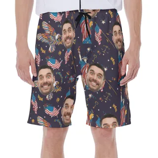 Funny Custom Face American Statue Of Liberty Hawaiian Swim Trunks