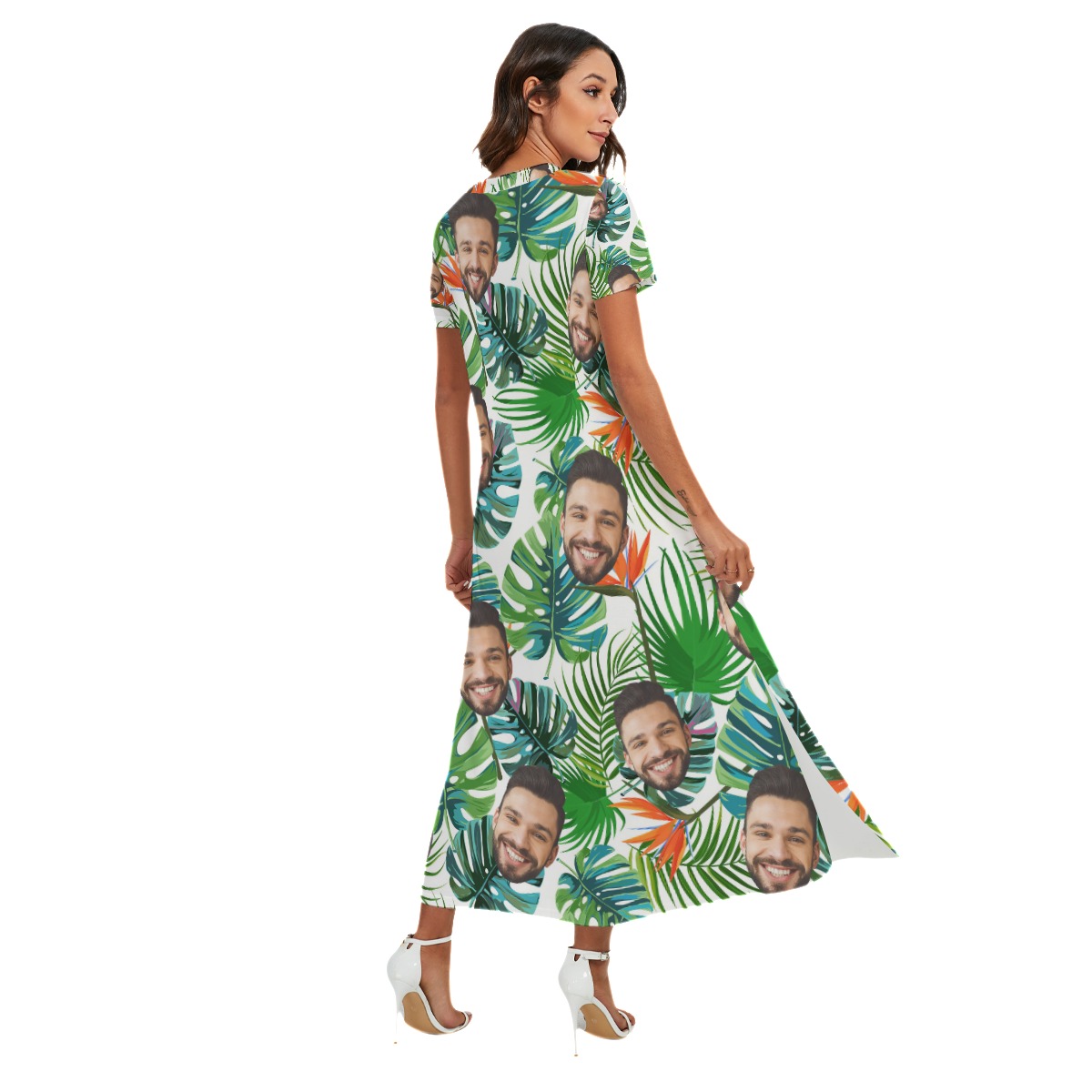 Funny V-Neck Hawaiian Dress With Custom Face