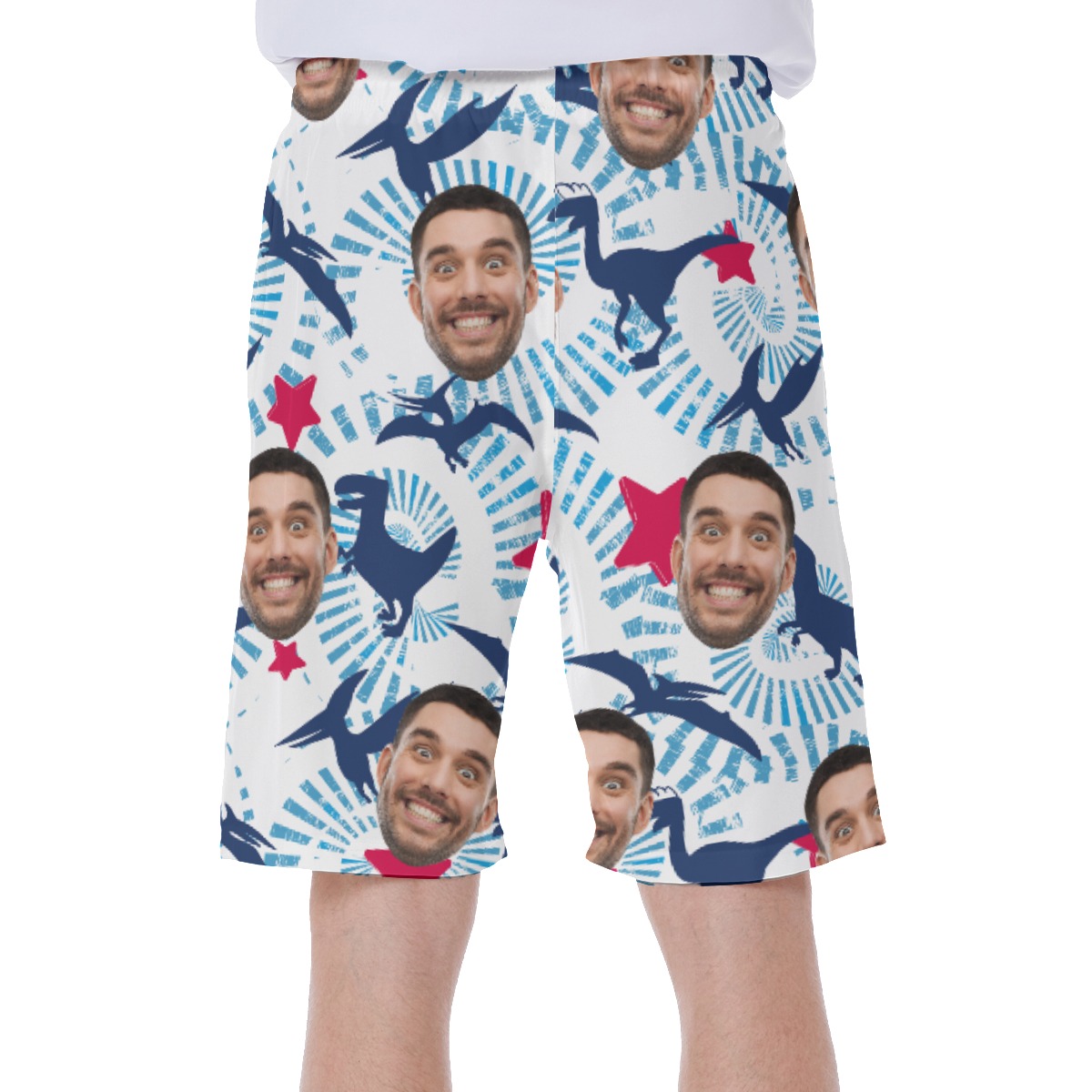 Funny Custom Face Dinosaur Hawaiian Swimwear For Men
