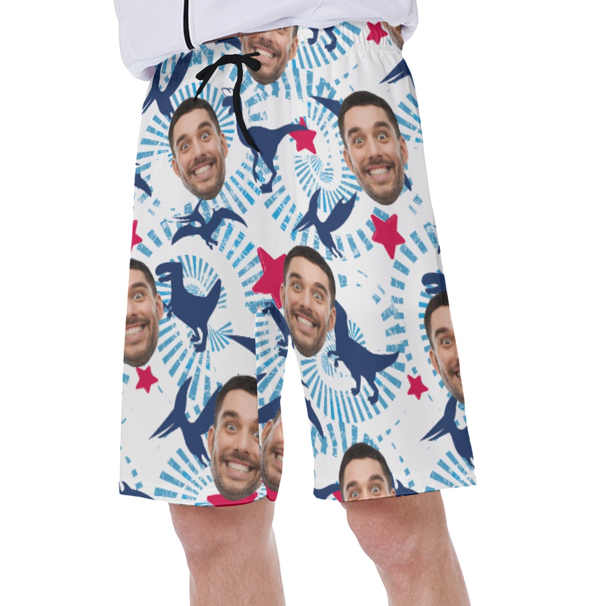 Funny Custom Face Dinosaur Hawaiian Swimwear For Men