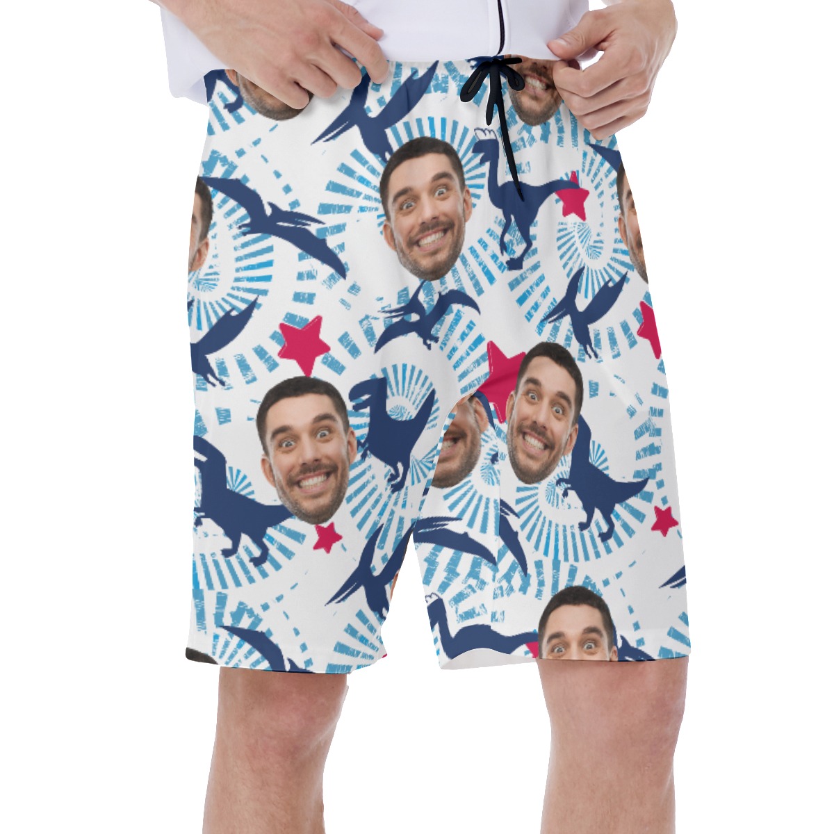 Funny Custom Face Dinosaur Hawaiian Swimwear For Men