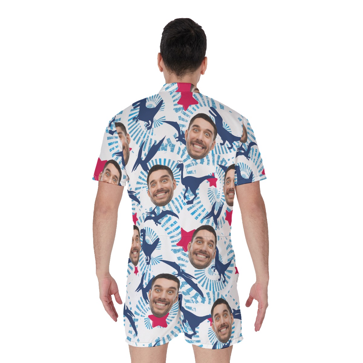 Dinosaur Custom Face Men's Hawaiian Romper