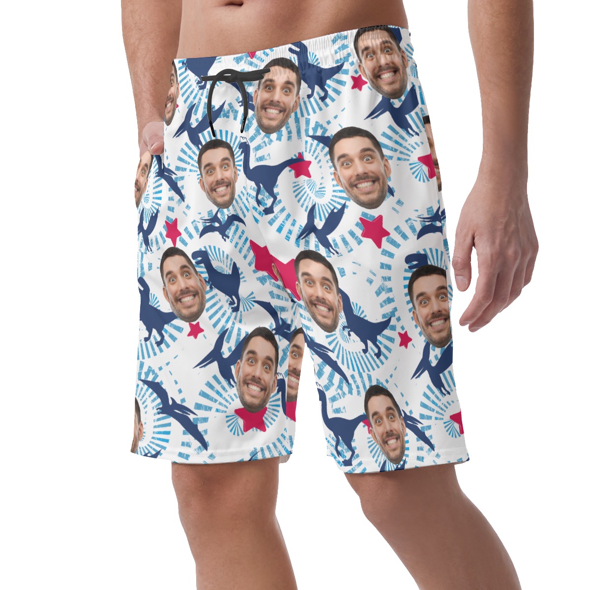 Dinosaur Custom Face Hawaiian Summer Beach Shorts For Men