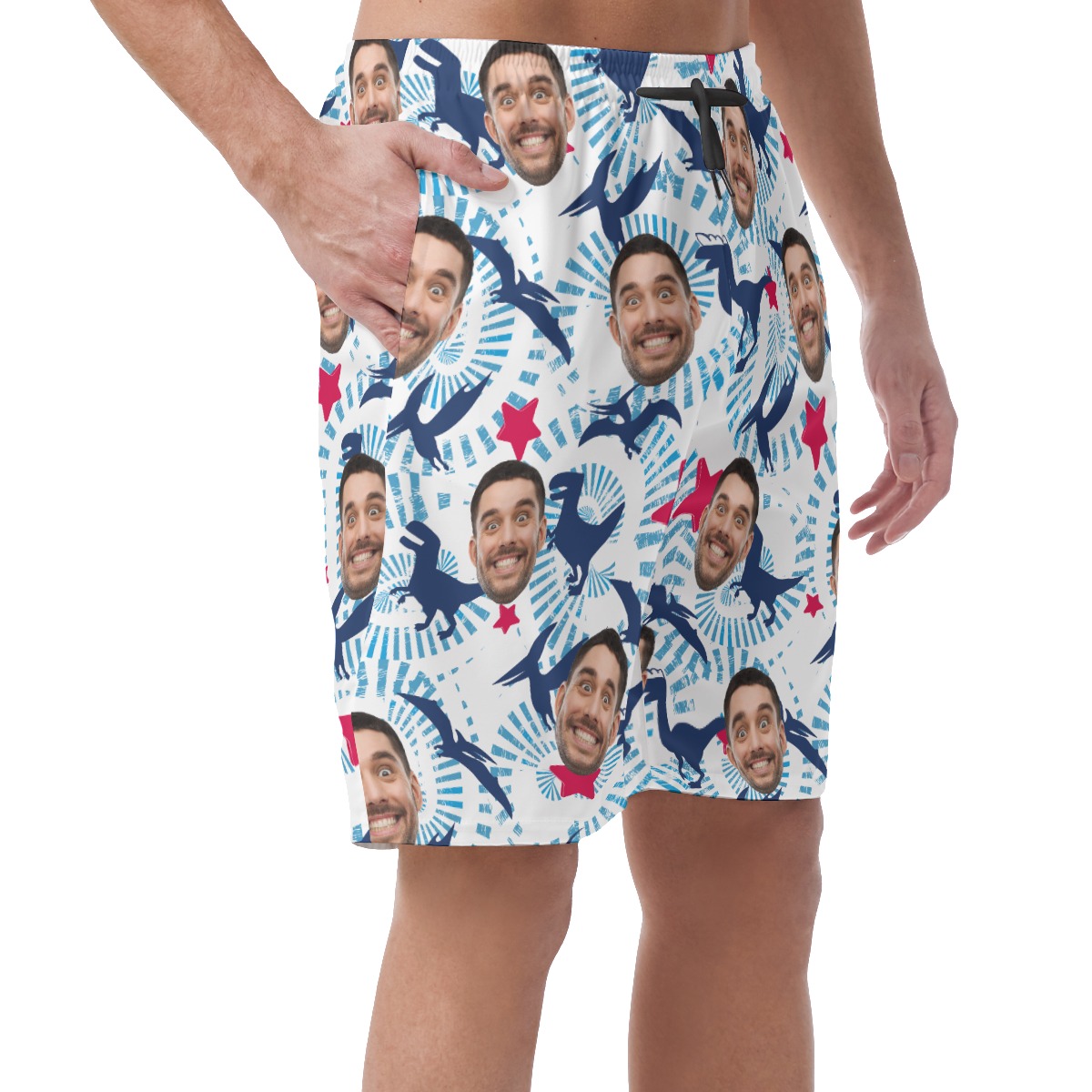 Dinosaur Custom Face Hawaiian Summer Beach Shorts For Men