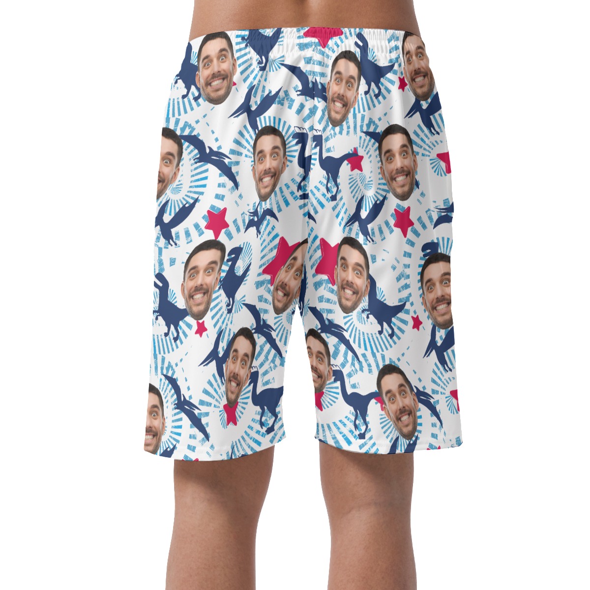 Dinosaur Custom Face Hawaiian Summer Beach Shorts For Men