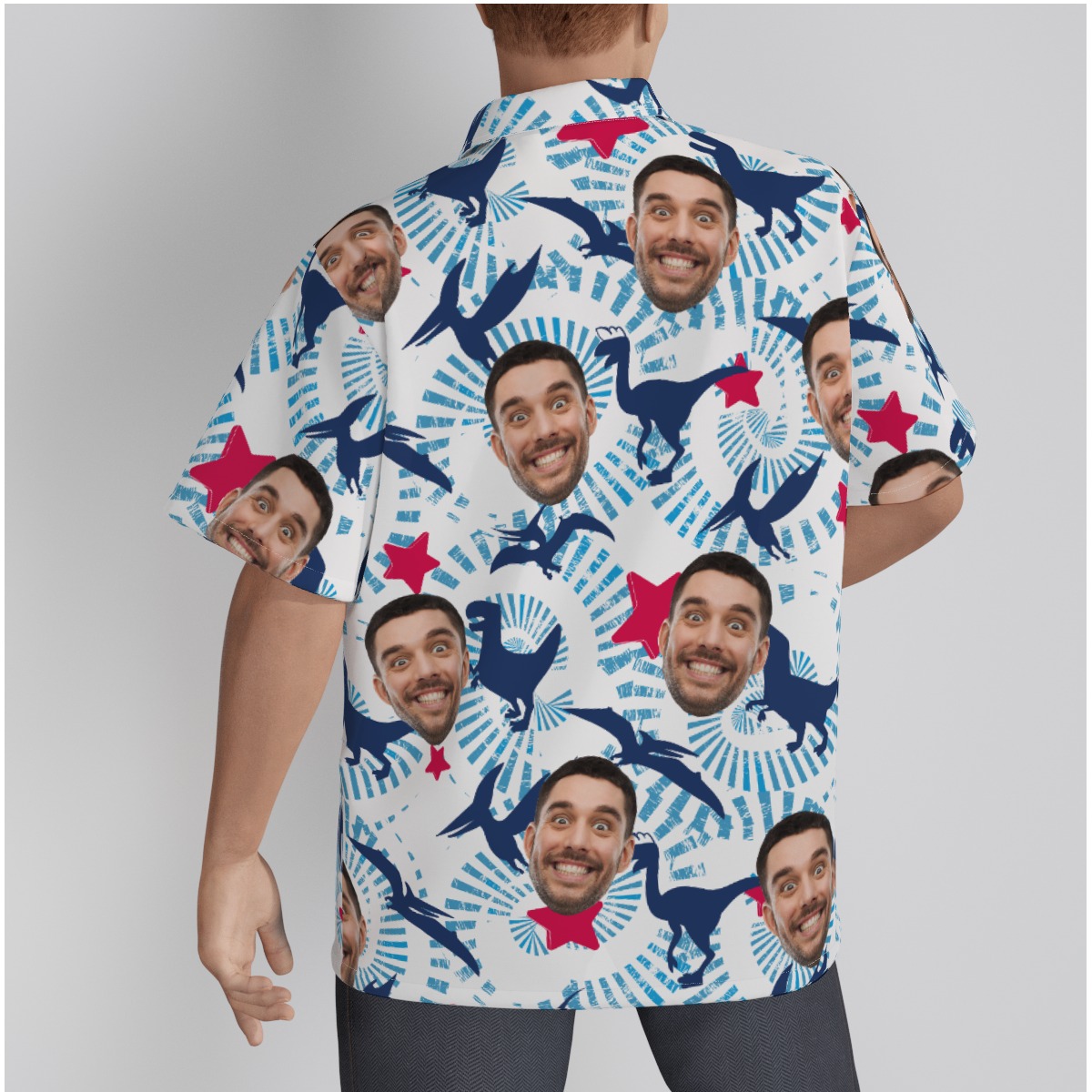 Funny Dinosaur Custom Face Hawaiian Shirt