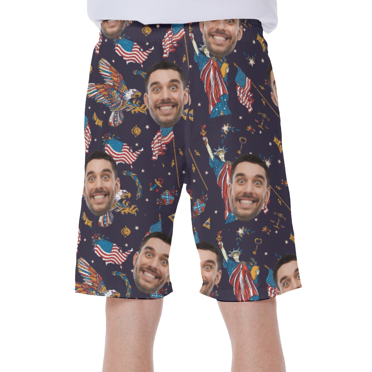 Funny Custom Face American Statue Of Liberty Hawaiian Swim Trunks