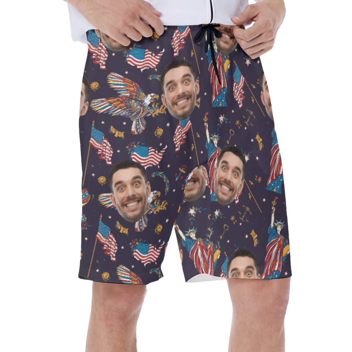 Funny Custom Face American Statue Of Liberty Hawaiian Swim Trunks