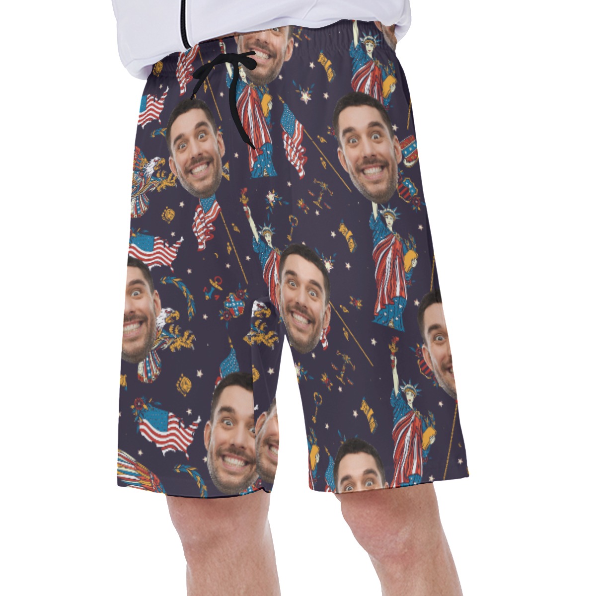 Funny Custom Face American Statue Of Liberty Hawaiian Swim Trunks