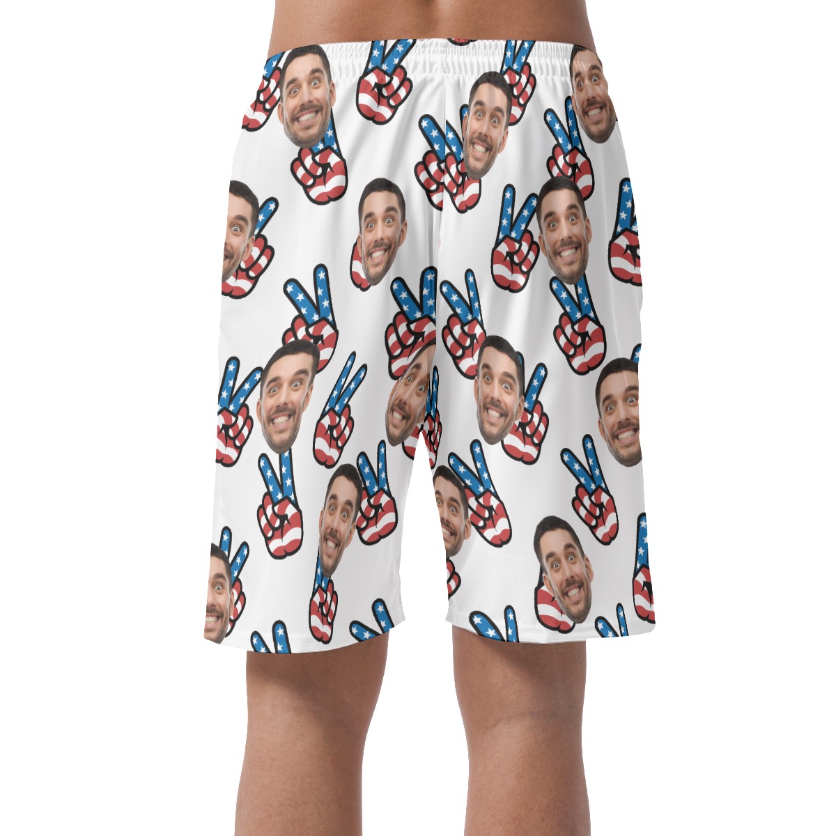 Peace Sign American Flag Custom Face Hawaiian Beach Shorts For Men