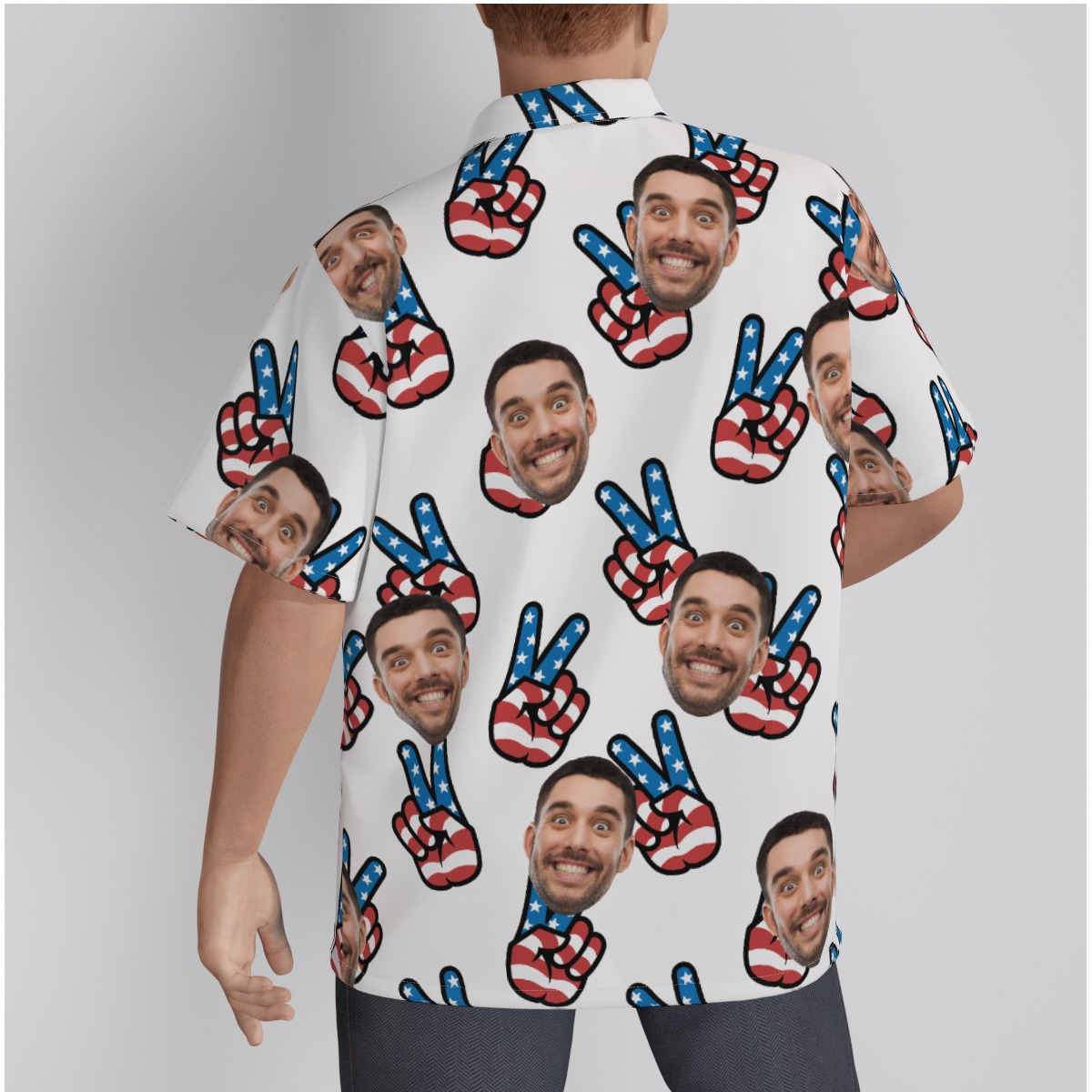 Peace Sign American Flag Custom Face Hawaiian Shirt