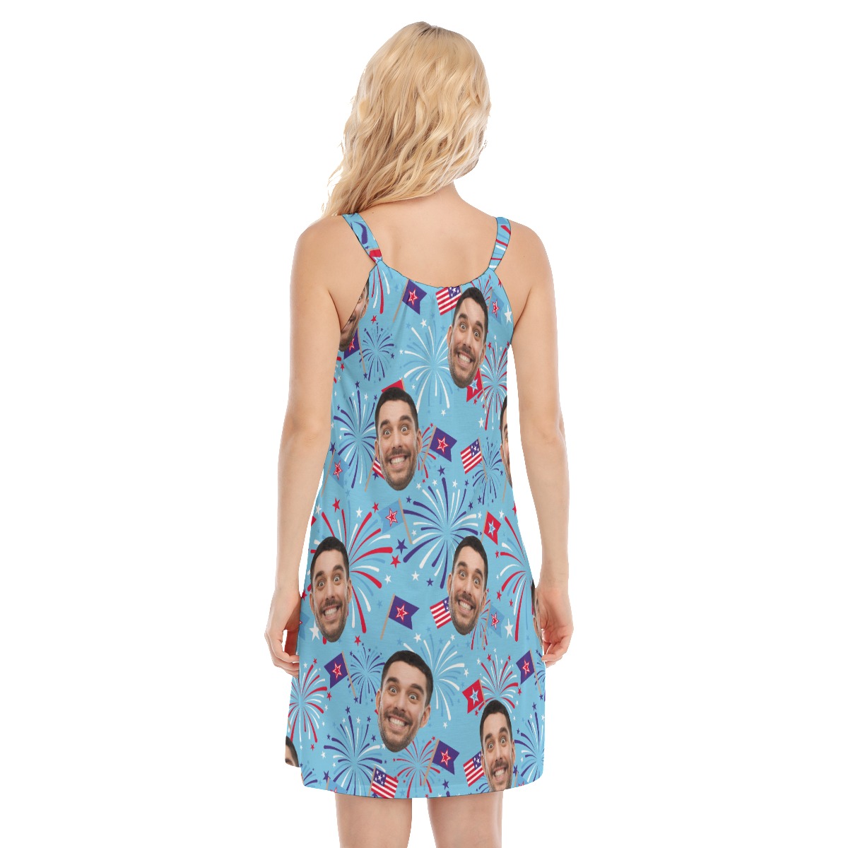 Custom Face Firework Hawaiian Cami Dress For Women