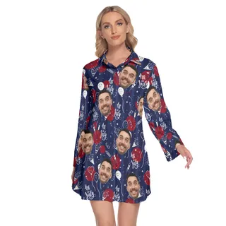 Custom Face 4th Of July Hawaiian Shirt Dress