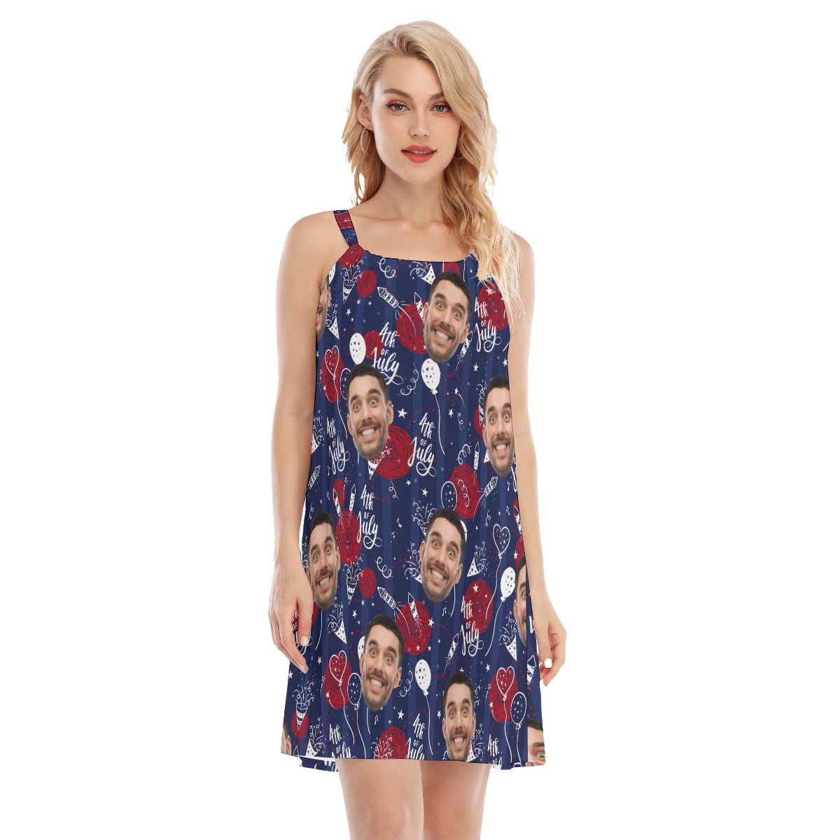 Custom Face 4th Of July Aloha Cami Dress For Women - variant image 1