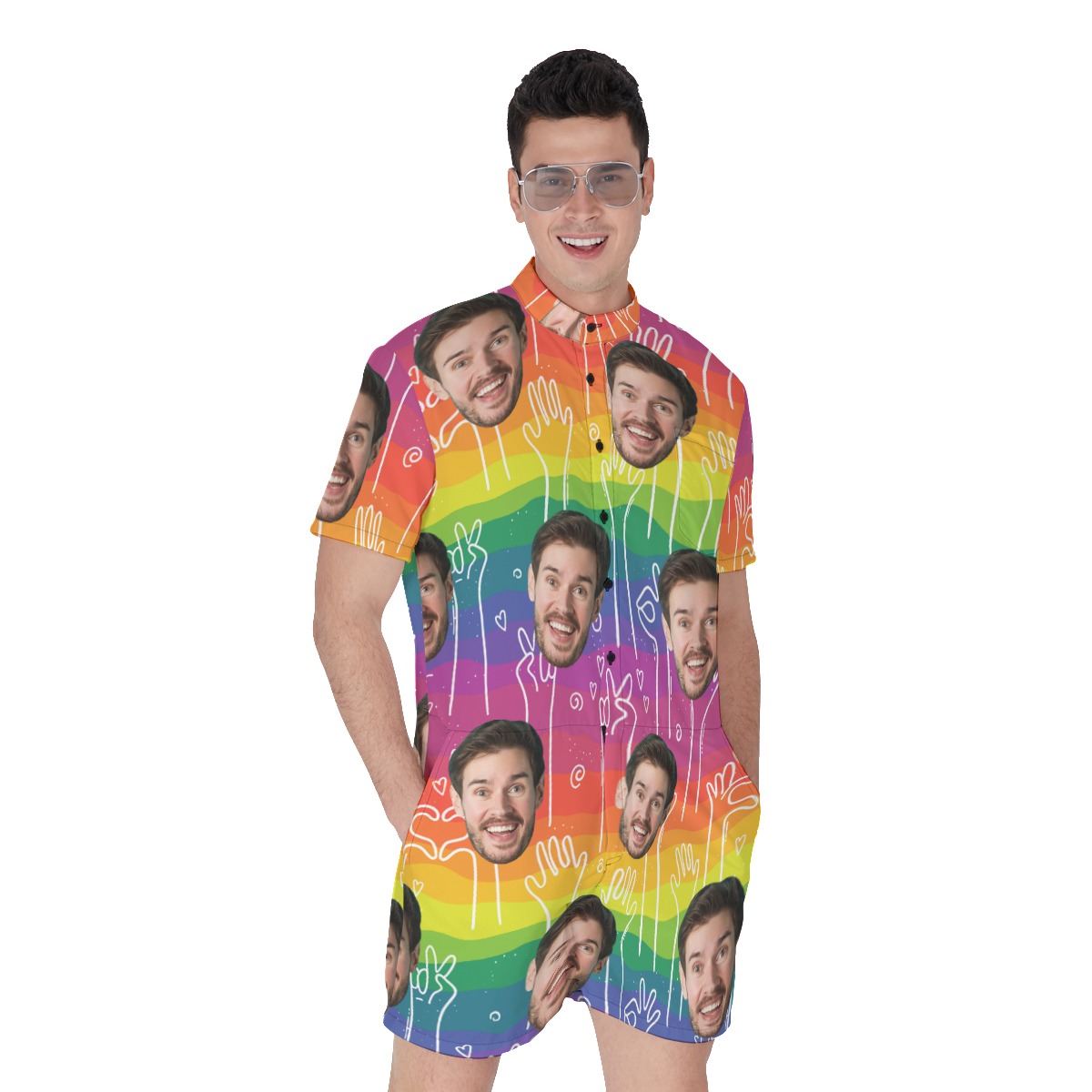 Custom Face Pride Flags Hawaiian Romper - variant image 1